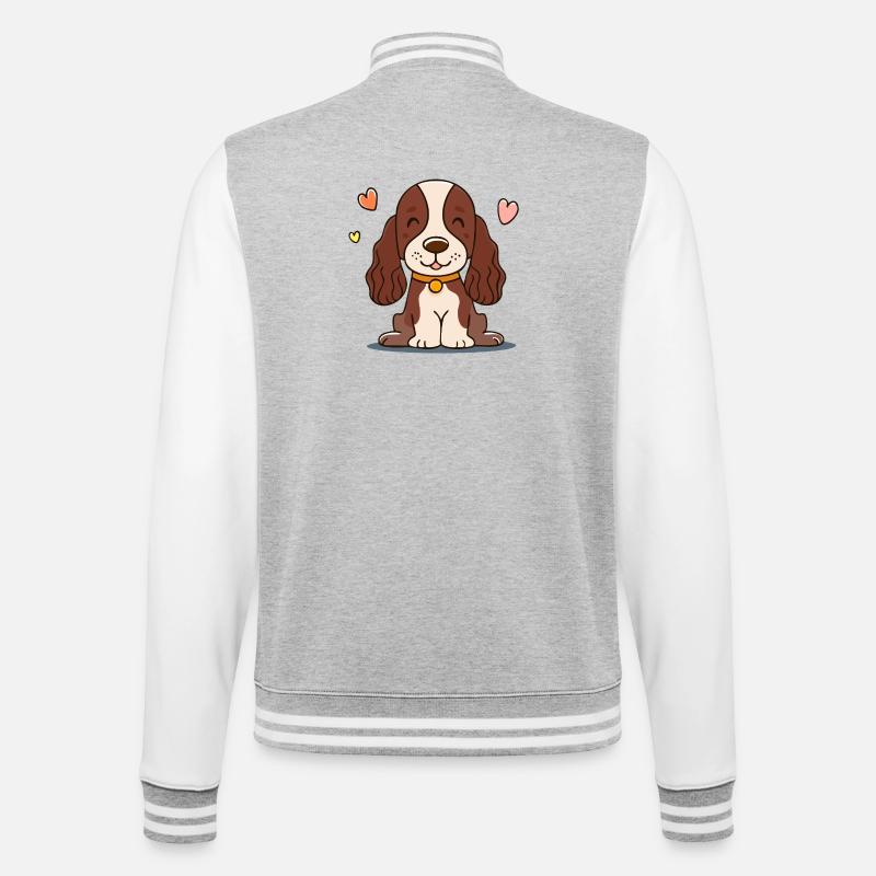 Puppy with fuzzy ears (chibi comic) - College Sweat Jacket - heather grey/white