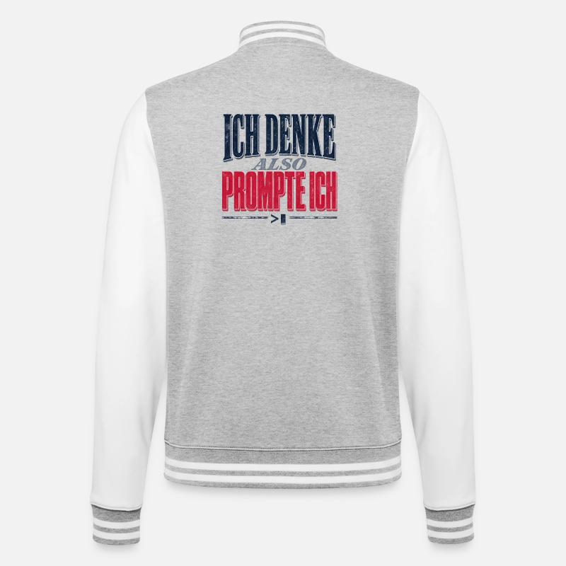 Ich Denke Also PromptIch - College-Sweatjacke - Grau meliert/Weiß