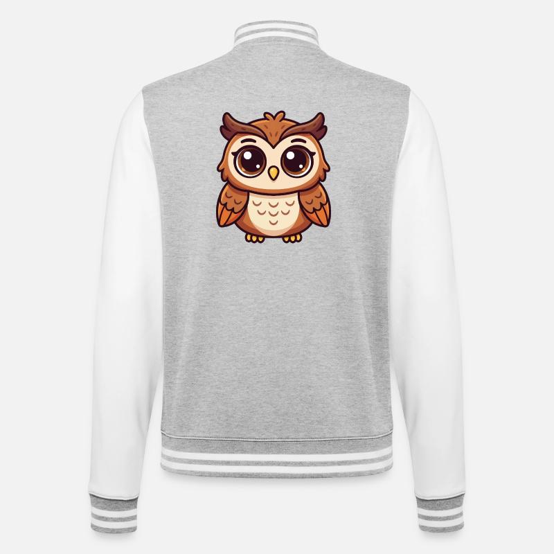 Whimsical Owl - College Sweat Jacket - heather grey/white
