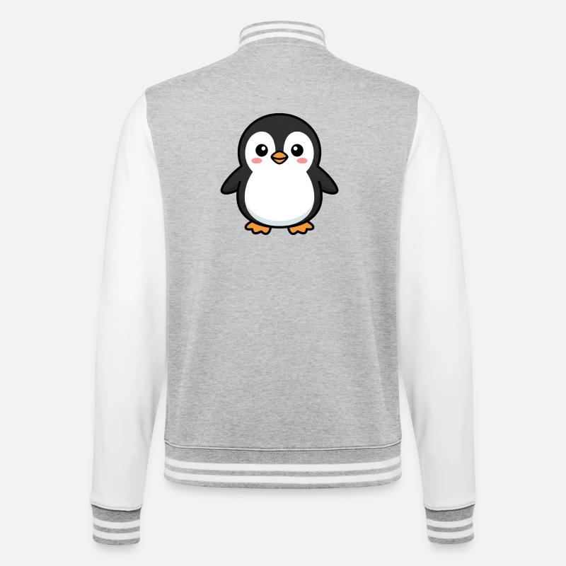 Niedlicher Pinguin-Pixel-Freund - College-Sweatjacke - Grau meliert/Weiß