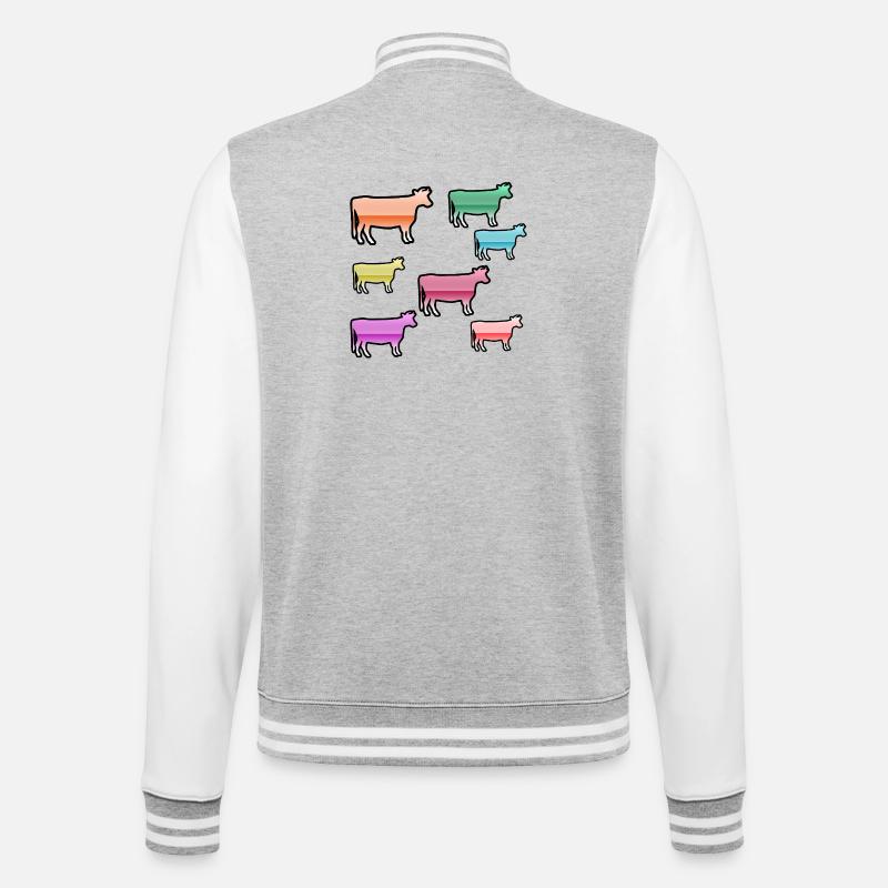 Kühe - College-Sweatjacke - Grau meliert/Weiß