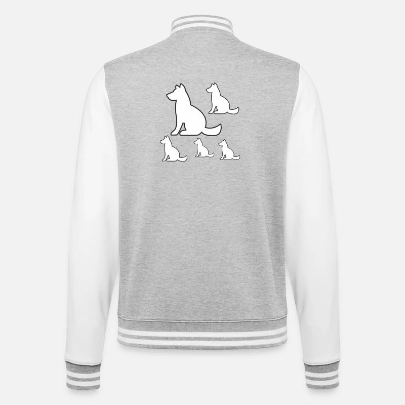 Hunde - College-Sweatjacke - Grau meliert/Weiß