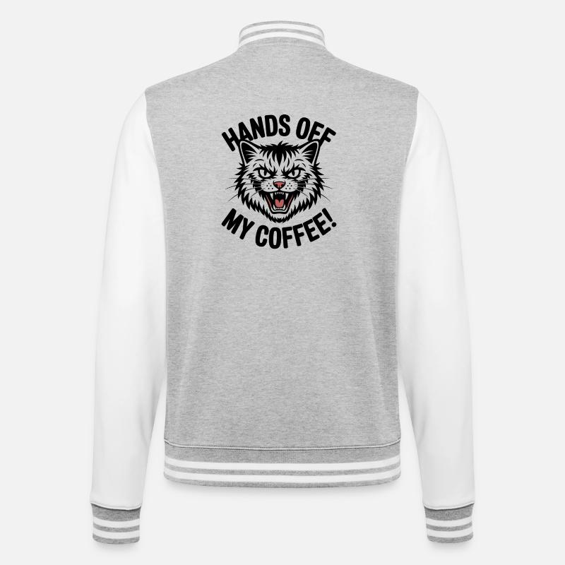 Grumpy Kaffeekatze - College-Sweatjacke - Grau meliert/Weiß