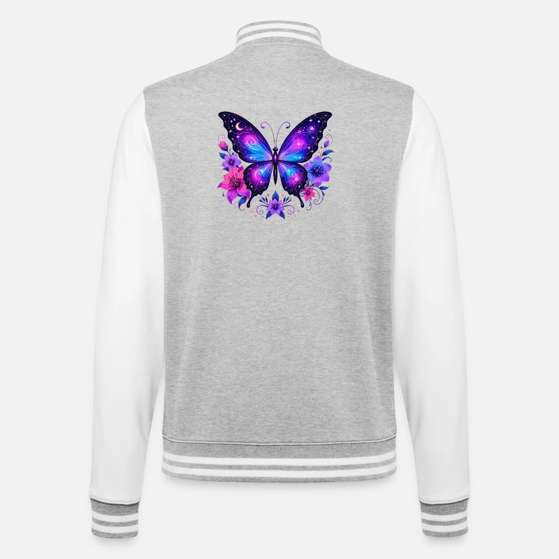 Fleurs de Papillon Galaxien - Veste Teddy - gris chiné / blanc