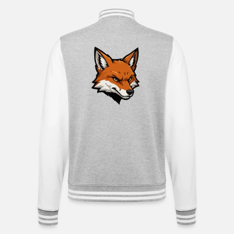Fox head vector illustration - College Sweat Jacket - heather grey/white