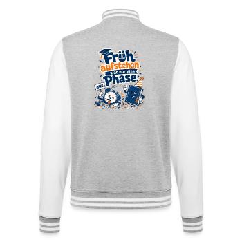 Früh aufstehen war nur eine Phase. - College-Sweatjacke - Grau meliert/Weiß - Hinten - Marisol (170cm)