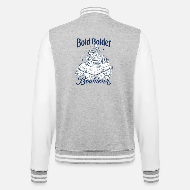 Bouldering Bold Bolder Boulderer - College Sweat Jacket - heather grey/white