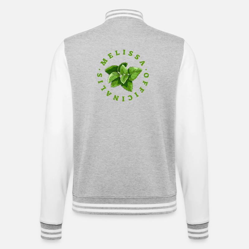 Lemon Balm Leaf Circular Emblem - College Sweat Jacket - heather grey/white