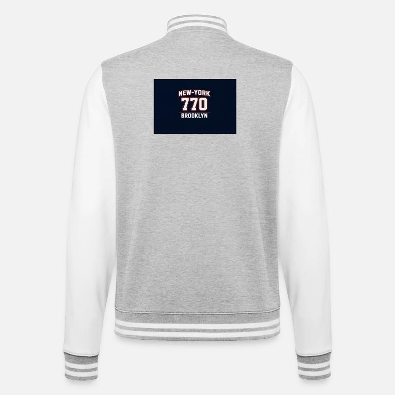 NY 770 Brooklyn - College-Sweatjacke - Grau meliert/Weiß