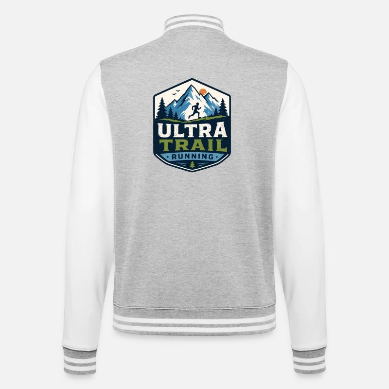 Ultra-Trailrunning - College-Sweatjacke - Grau meliert/Weiß