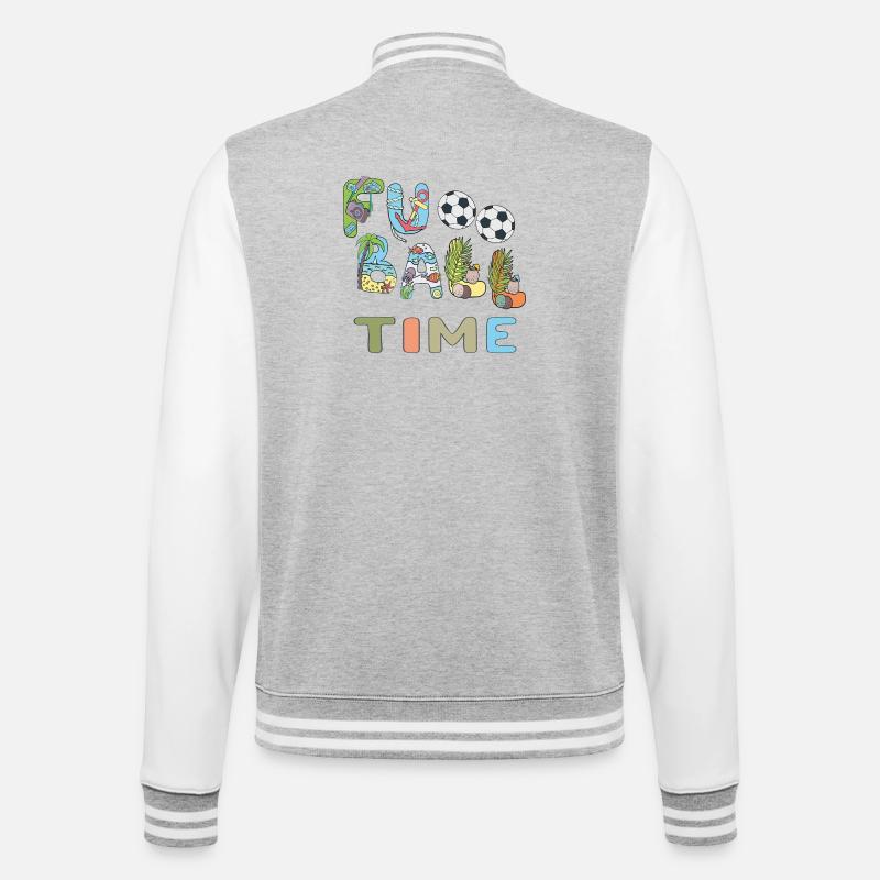 Fußball Time - College-Sweatjacke - Grau meliert/Weiß