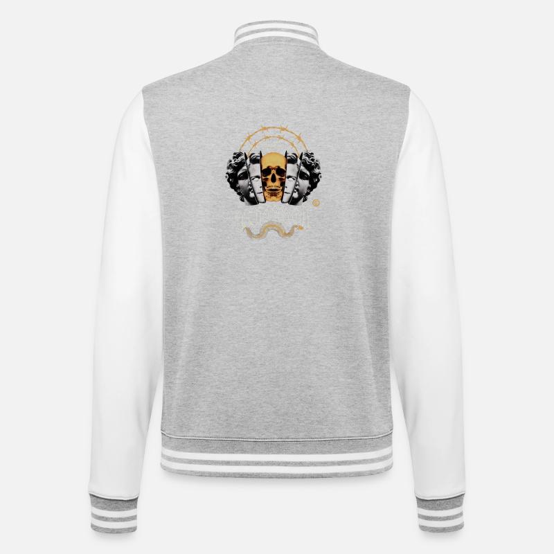Cercle crâné avec fil barbelé - Veste Teddy - gris chiné / blanc