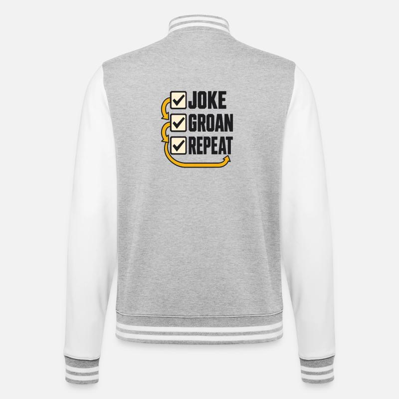 Checklist Joke Groan Repeat - College Sweat Jacket - heather grey/white