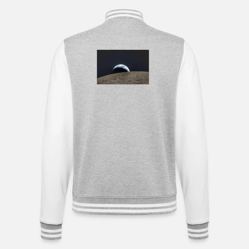 Earth over lunar surface - College Sweat Jacket - heather grey/white