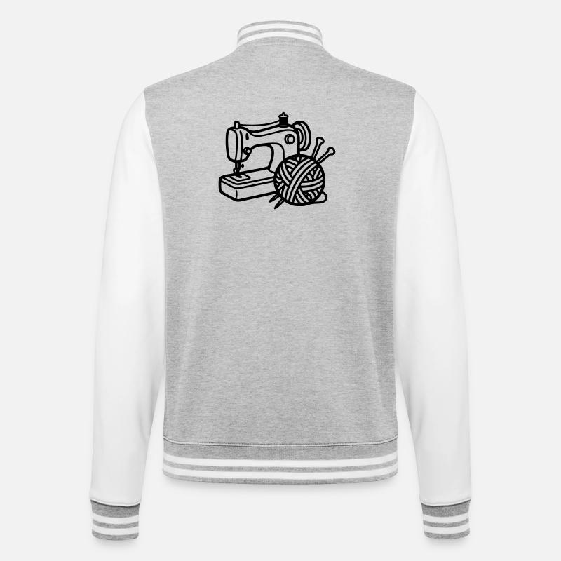 Sewing Machine Wool Knitting Sewing Handmade - College Sweat Jacket - heather grey/white