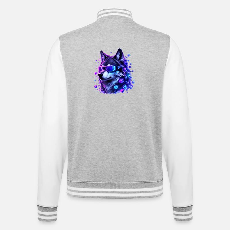 Loup néon avec VRBrille - Veste Teddy - gris chiné / blanc