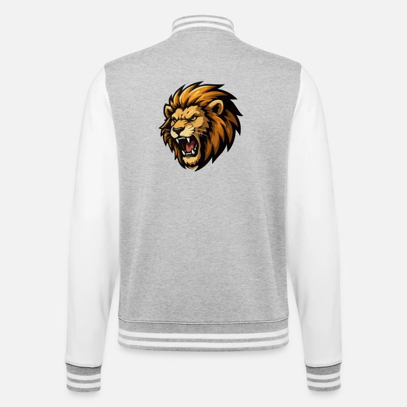 dessin animé de lion - Veste Teddy - gris chiné / blanc