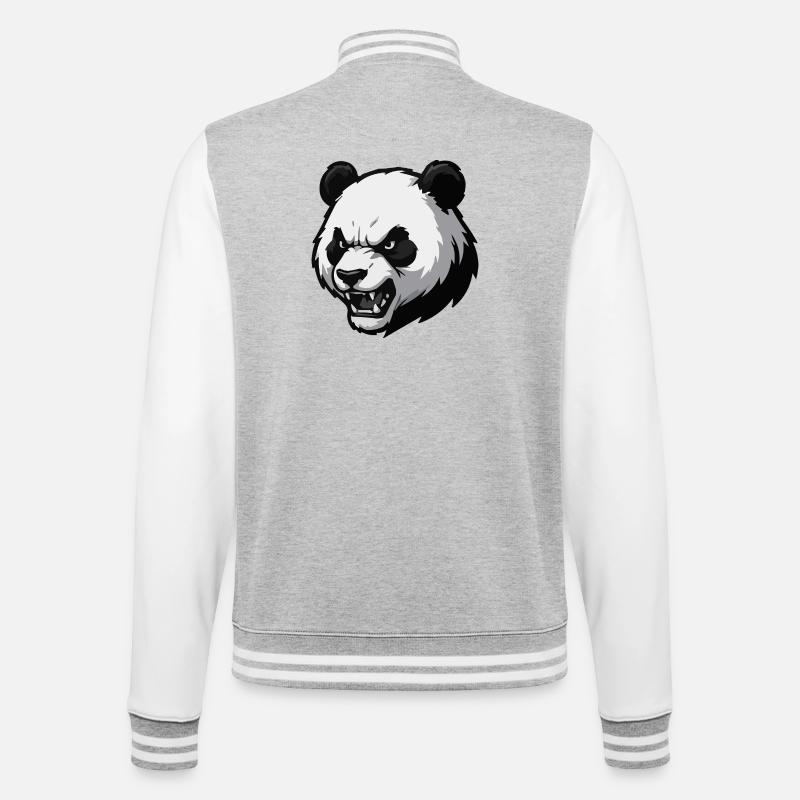 Imprimer vectoriel Angry Panda - Veste Teddy - gris chiné / blanc