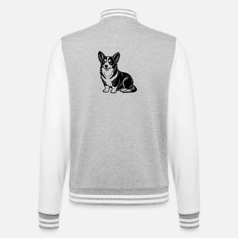 Corgi sitting - College Sweat Jacket - heather grey/white