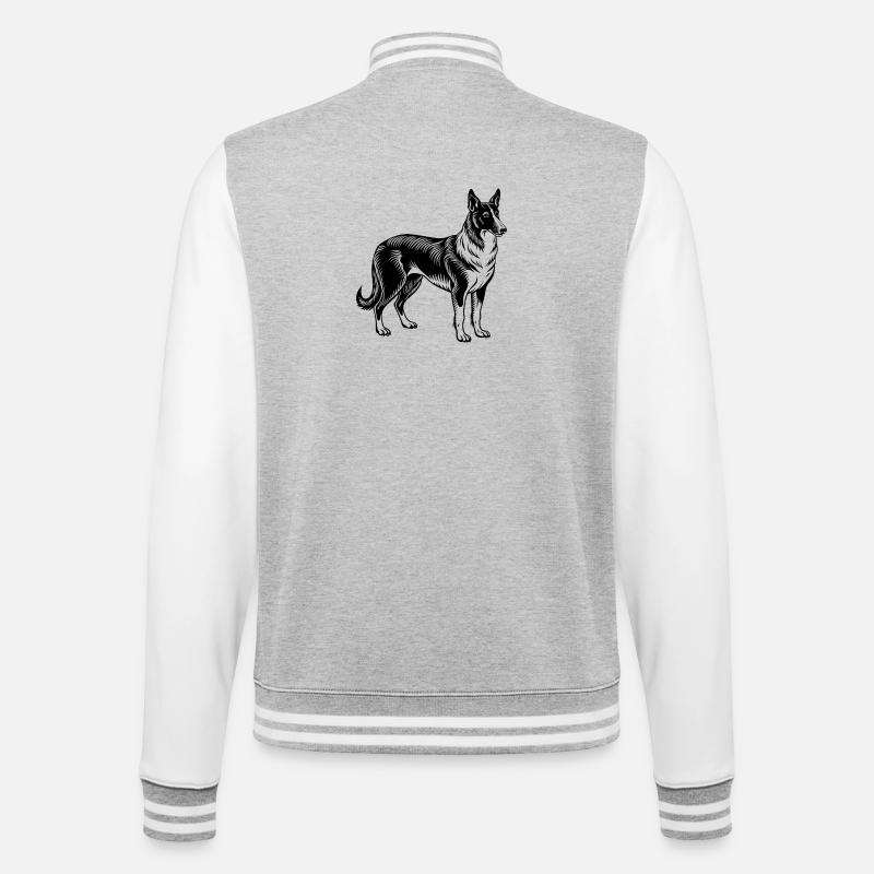 Hund - College-Sweatjacke - Grau meliert/Weiß