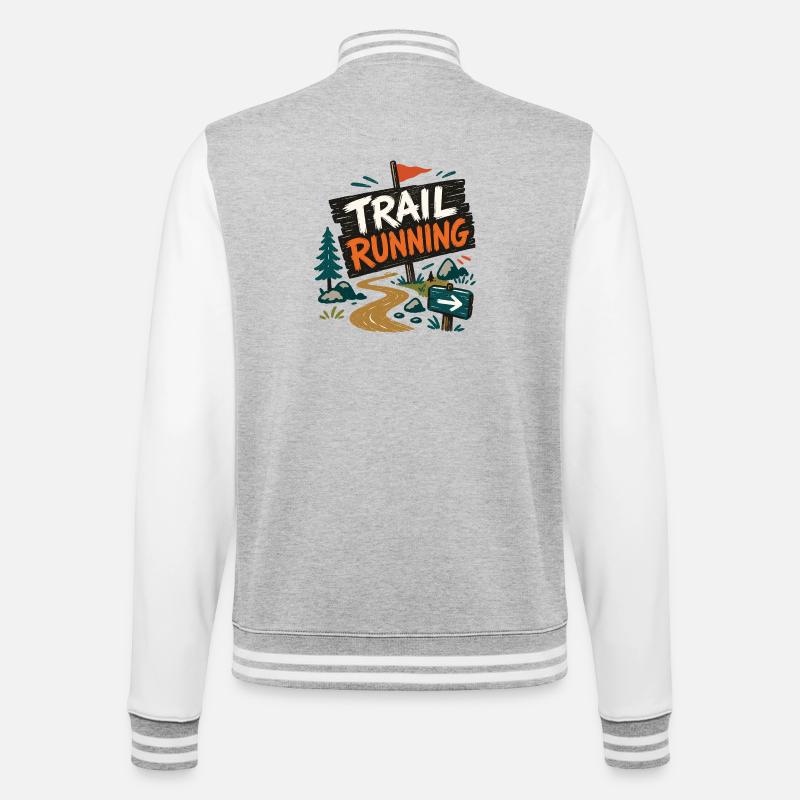 Trailrunning - College-Sweatjacke - Grau meliert/Weiß