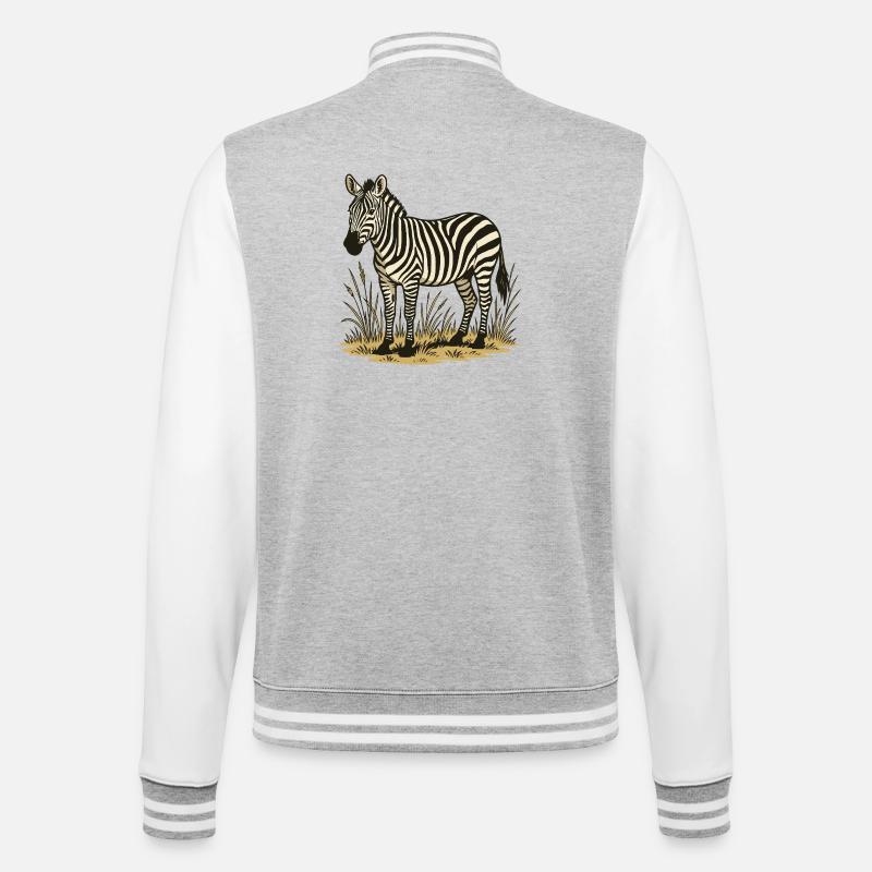 Zebra - College-Sweatjacke - Grau meliert/Weiß