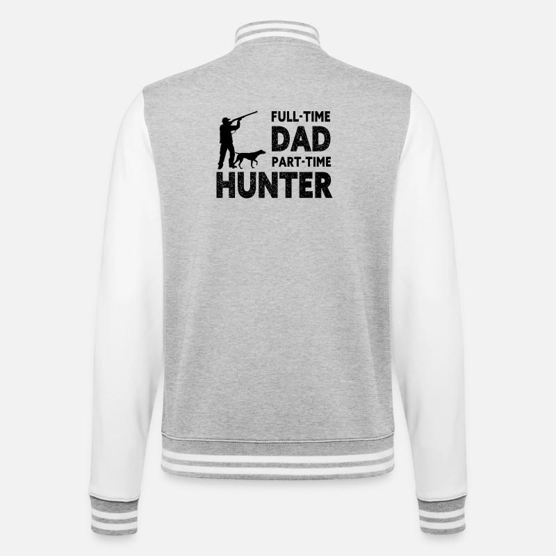 Full-Time Dad Part-Time Hunter – Dad Gift - Veste Teddy - gris chiné / blanc