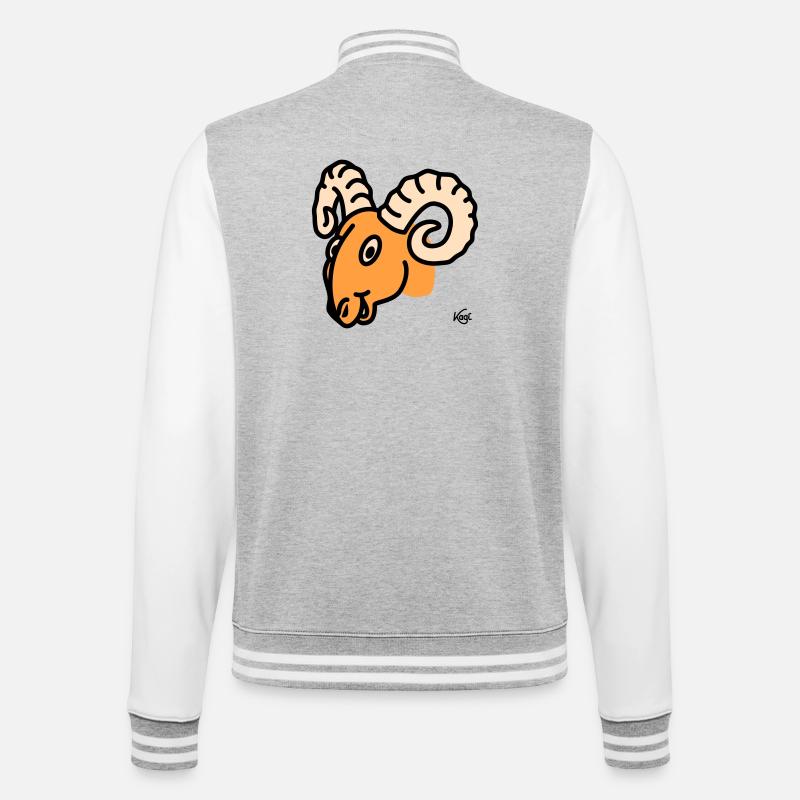 Widder groß - College-Sweatjacke - Grau meliert/Weiß