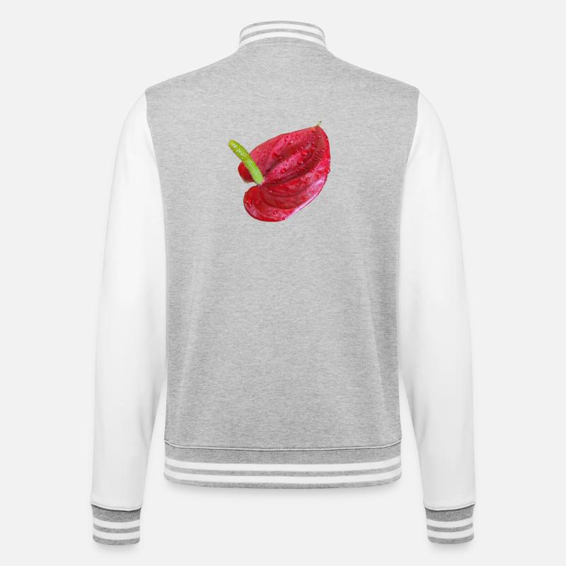 Vibrant_Red_Anthurium_Flower - College-Sweatjacke - Grau meliert/Weiß