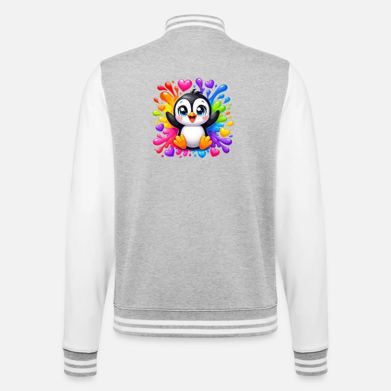 Pinguin Farbherzen Spritzer - College-Sweatjacke - Grau meliert/Weiß