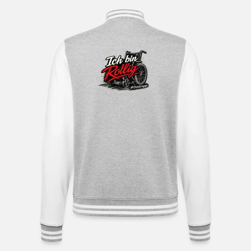 Rollig - College-Sweatjacke - Grau meliert/Weiß