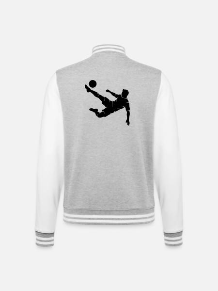 Fussballer Fallrückzieher Silhouette - College-Sweatjacke - Grau meliert/Weiß