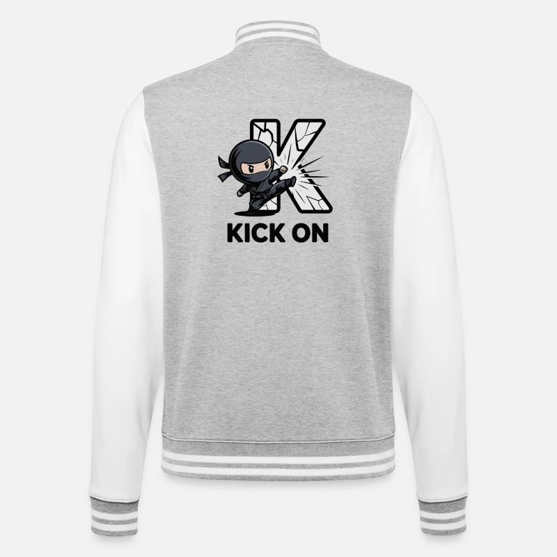Ninja Kick Through K Logo - Veste Teddy - gris chiné / blanc