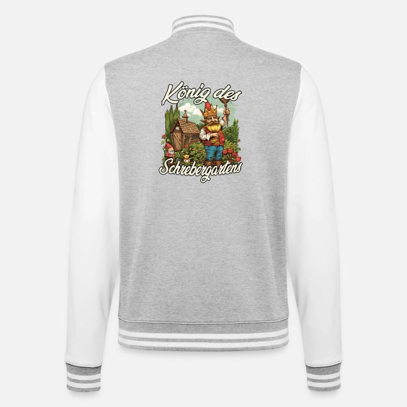 Kleingarten Gartenkönig Gartenzwerg Blumenbeet - College-Sweatjacke - Grau meliert/Weiß
