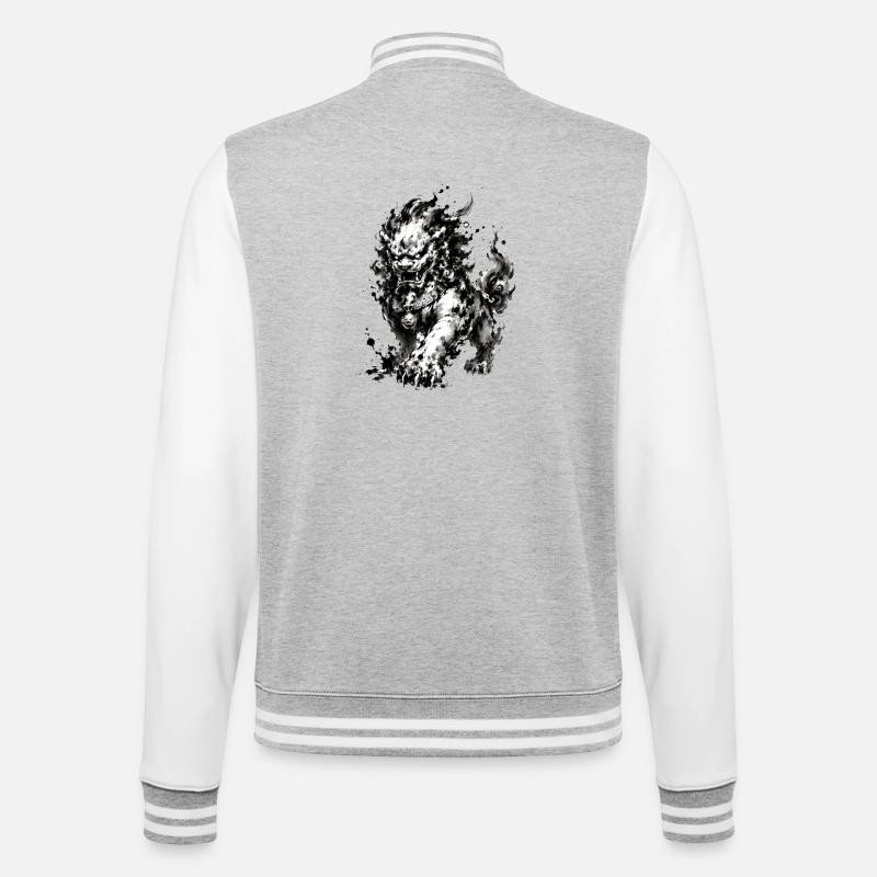 Ink Foo Chien Gardien - Veste Teddy - gris chiné / blanc