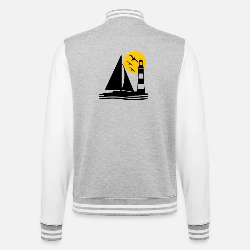 Segeln - College-Sweatjacke - Grau meliert/Weiß