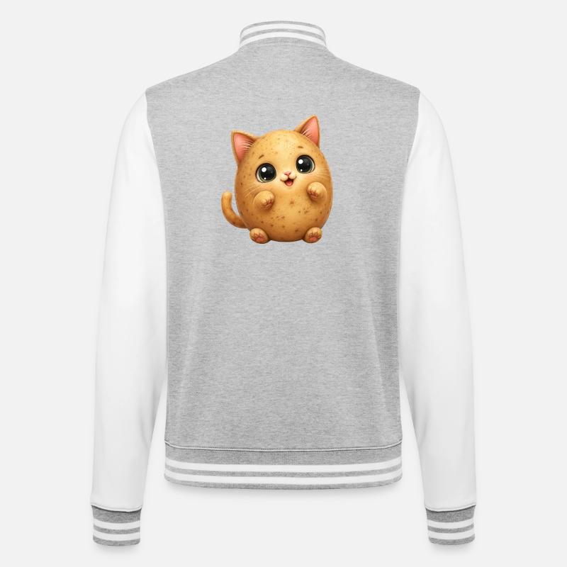 Chat de Patate mignon - Veste Teddy - gris chiné / blanc