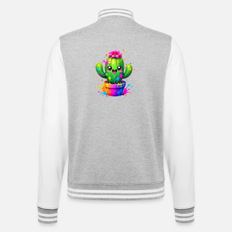 Cactus Joyeuses Fleurs Éclaboussurées - Veste Teddy - gris chiné / blanc