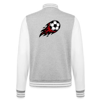 Fussball Feuer Ball - College-Sweatjacke - Grau meliert/Weiß - Hinten - Marisol (170cm)