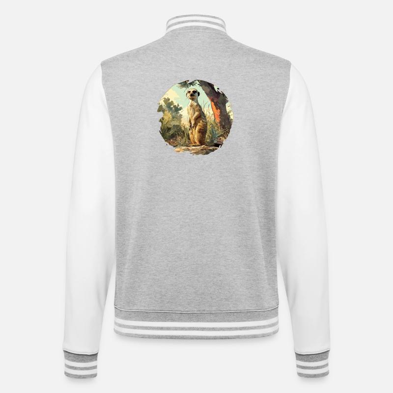 Meerkat Erdmännchen - College-Sweatjacke - Grau meliert/Weiß