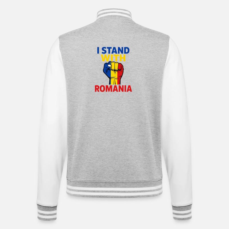 Support for Romania - College Sweat Jacket - heather grey/white