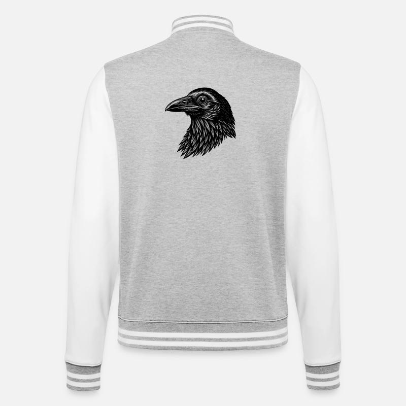 Crow - College Sweat Jacket - heather grey/white