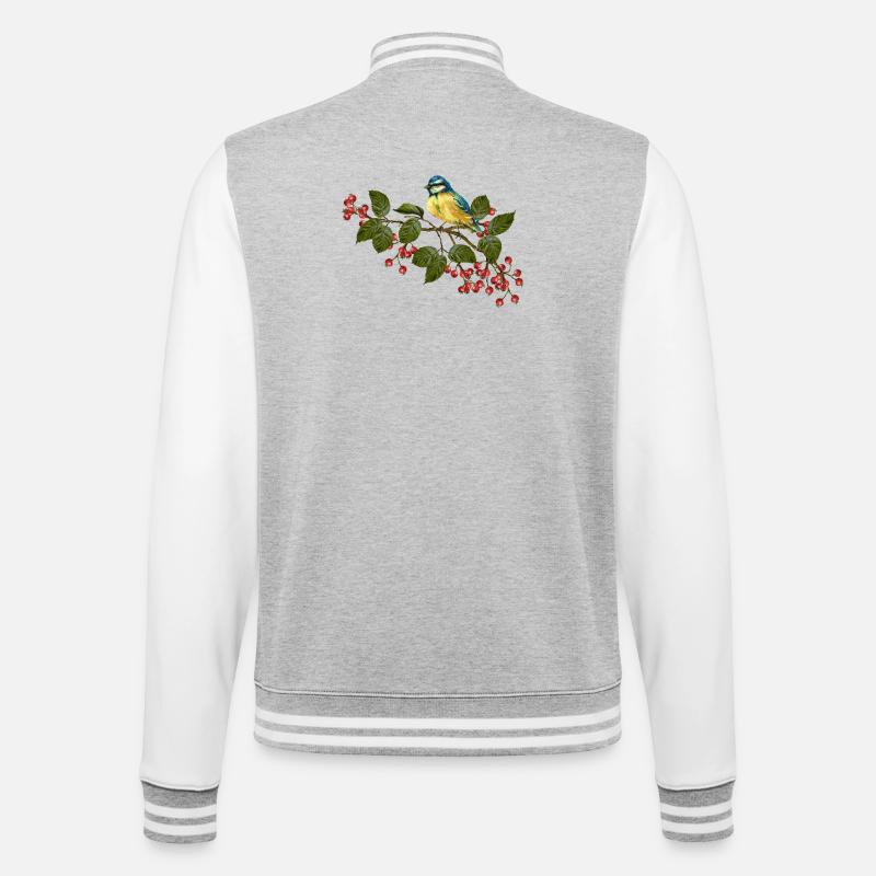 Bunter Vogel - College-Sweatjacke - Grau meliert/Weiß