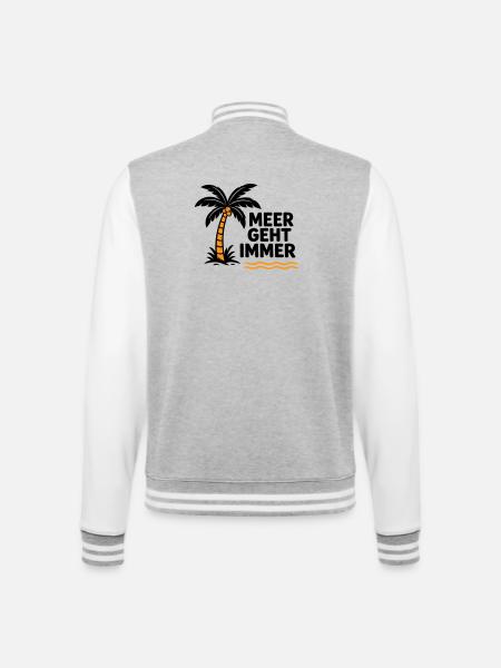 Orangen Palme am Meer - College-Sweatjacke - Grau meliert/Weiß