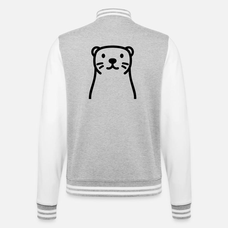 otter - College Sweat Jacket - heather grey/white