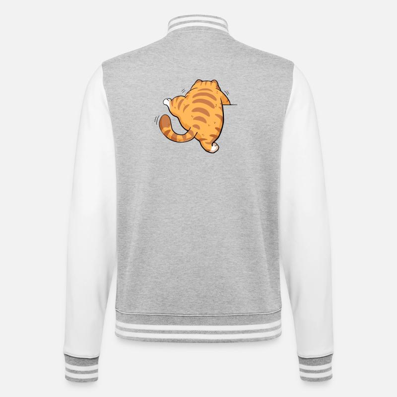 Back view tabby kitten - College Sweat Jacket - heather grey/white
