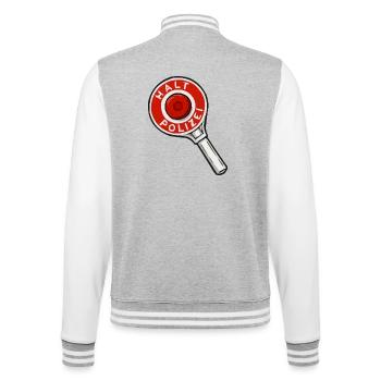 Halt Polizei Abzeichen Illustration - College-Sweatjacke - Grau meliert/Weiß - Hinten - Marisol (170cm)