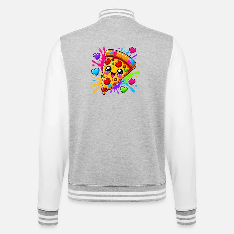 Une jolie part de pizza - Veste Teddy - gris chiné / blanc