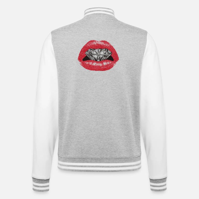 Diamond Lips Party - College Sweat Jacket - heather grey/white