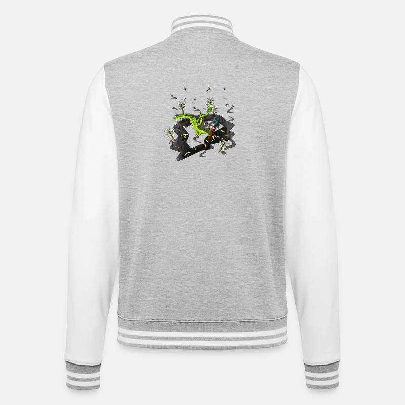 BLEW - College-Sweatjacke - Grau meliert/Weiß